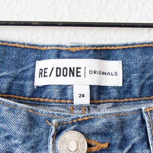 Re/Done Relaxed Crop Medium Wash Jeans - Picture 3 of 5